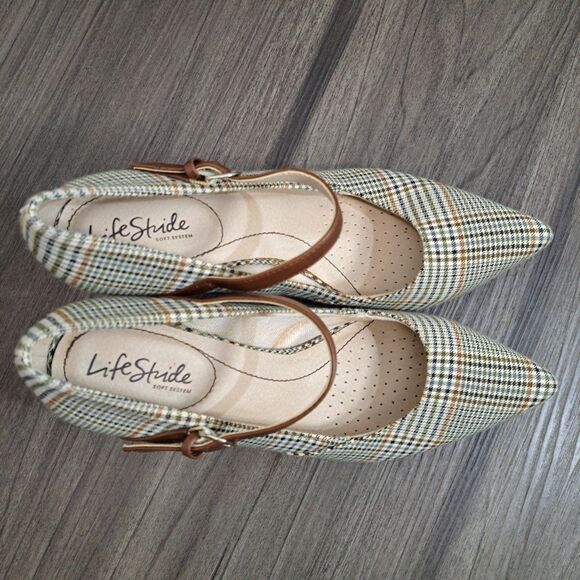 Life Stride Plaid 3" Heels. Women's Sandrine Pointed Toe Strapped Pumps Size 9M - Picture 5 of 7